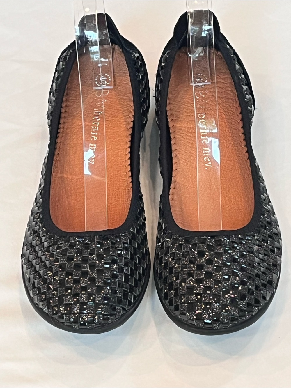 Bernie Mev Black Catwalk Shimmer Woven Clean Girl Balletcore Flats Size 9
